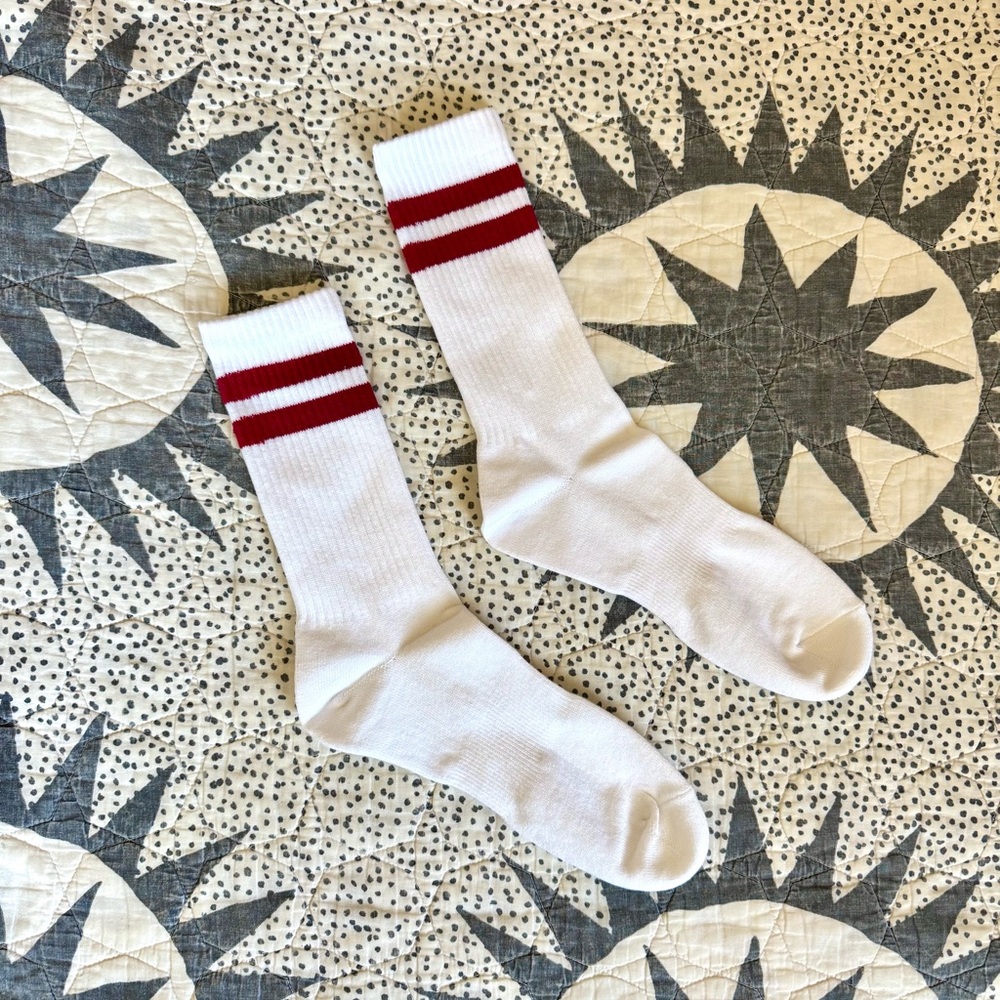 Classic White and Red Striped Men's Socks